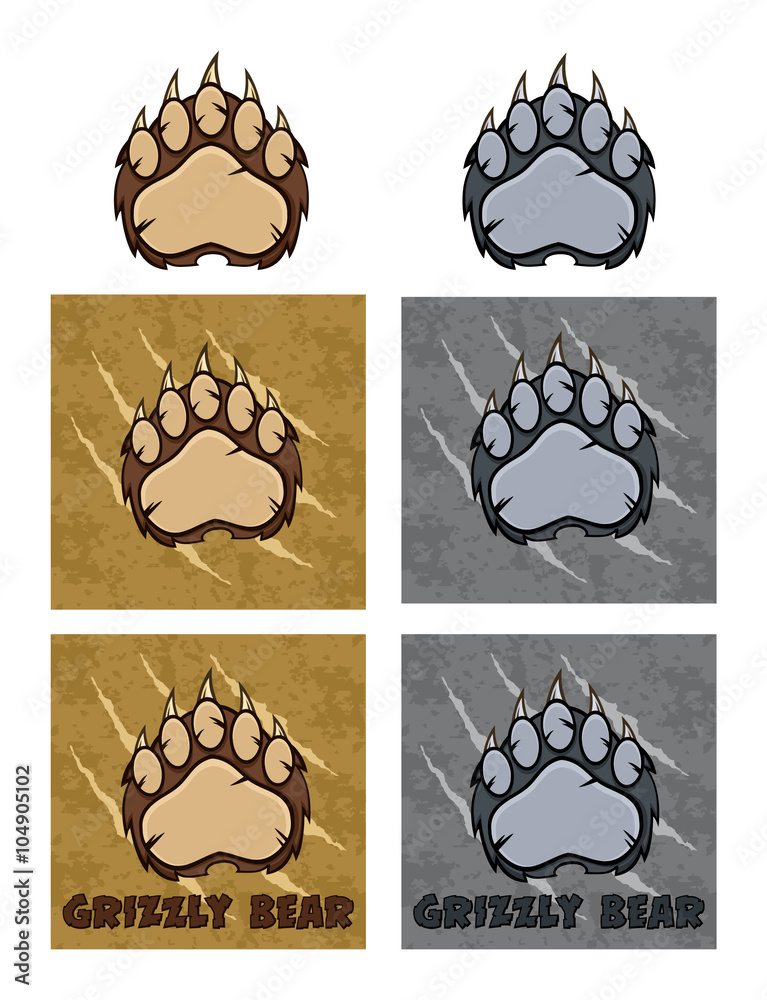 Obraz premium Bear Paw With Claws Logo Design. Collection Set