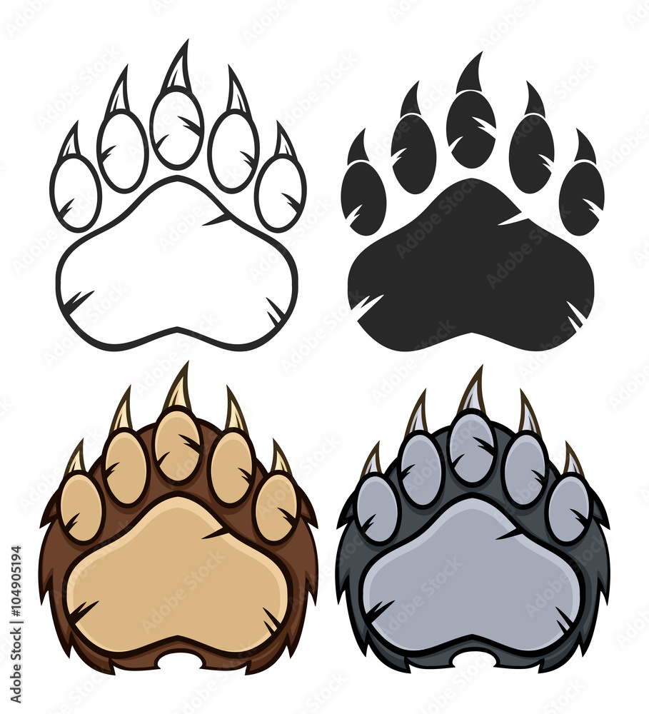 Fototapeta premium Bear Paw Logo Design. Collection Set