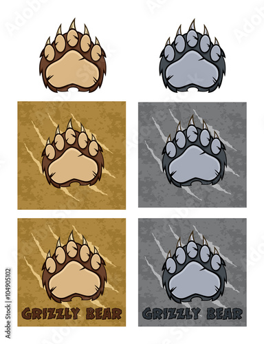 Bear Paw With Claws Logo Design. Collection Set