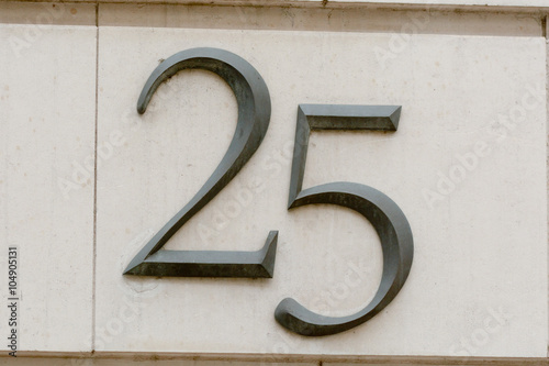House number 25 sign