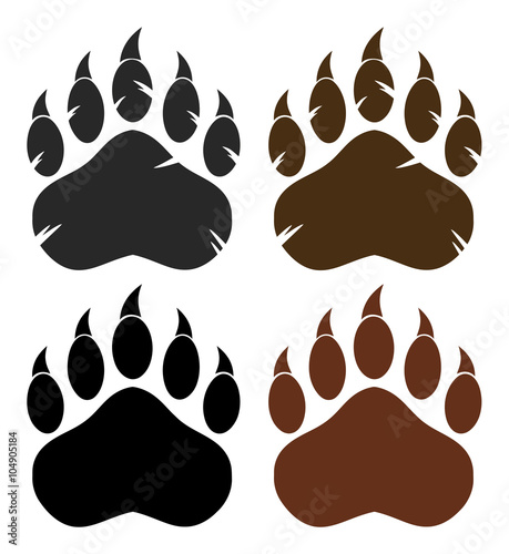 Bear Paw With Claws. Collection Set