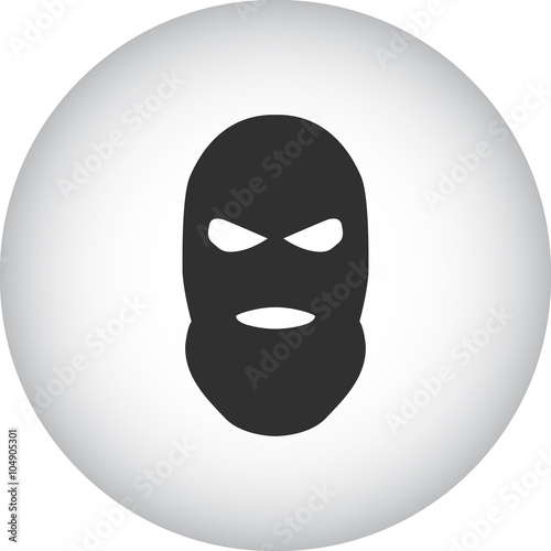 Balaclava terrorist military mask simple icon on round background