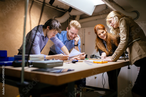 Team working on project together