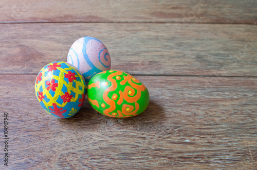 Easter eggs on wood