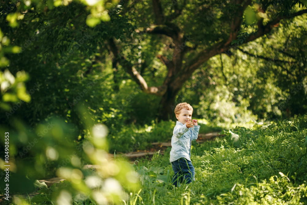 Cute Little Boy Having Fun in the Summer Cute Little Boy Having Fun in the Summer