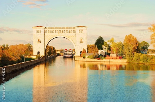 Wallpaper Mural View of a lock on the Volga river, near Uglich city. Famous architectural landmark. Torontodigital.ca