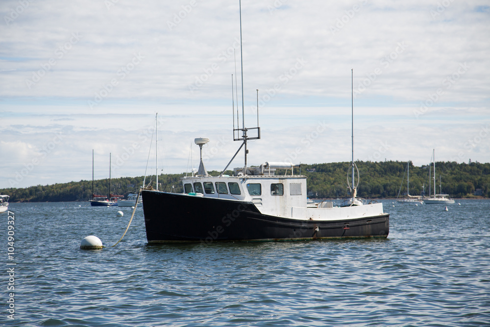 Antennas on Black and White Fishing Boat