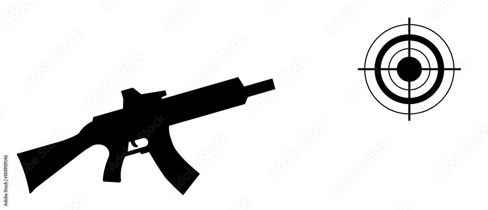 Fusil d'assaut et une cible Stock Illustration