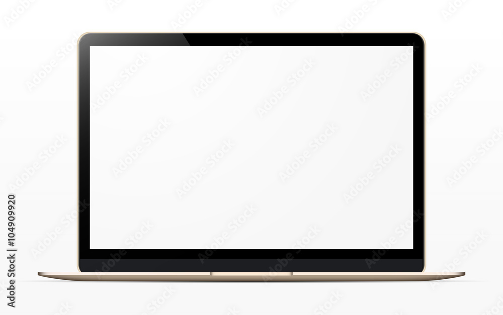 gold ultrathin laptop with a blank screen gold ultrathin laptop with a blank screen