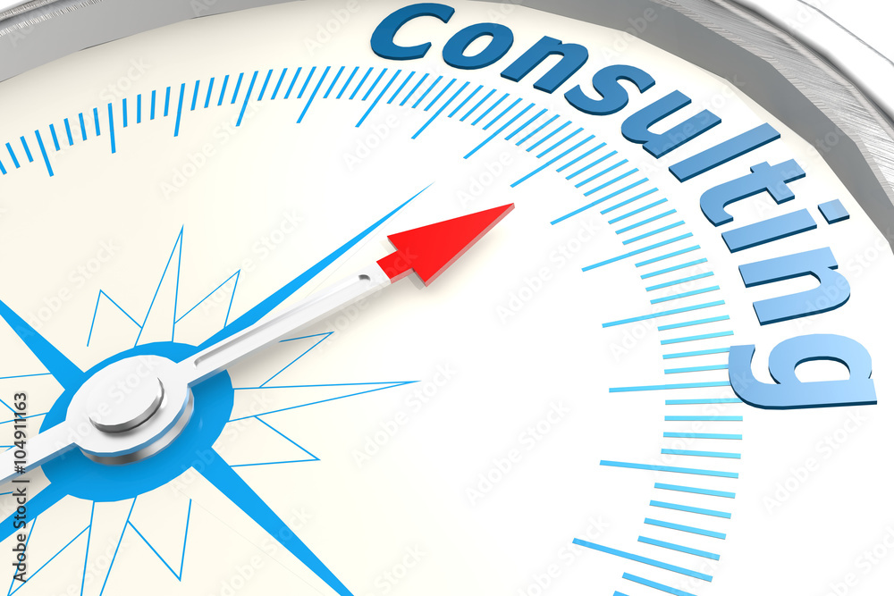 Consulting word on isolated compass Consulting word on isolated compass