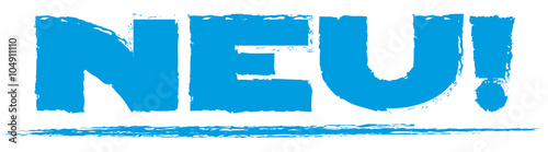 Neu! Pinselschrift, cyan, Störer