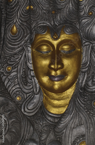 Golden face buddha for pattern