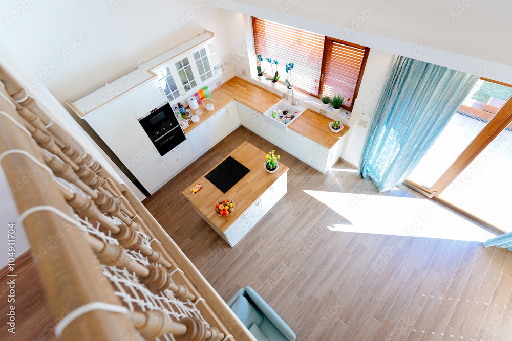 Fototapeta premium Modern kitchen top view