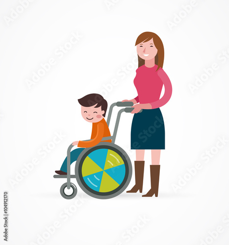disabled child in a wheelchair with parent