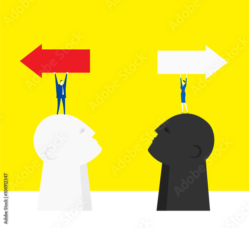 Different directions / Two businessmen have different opinions.