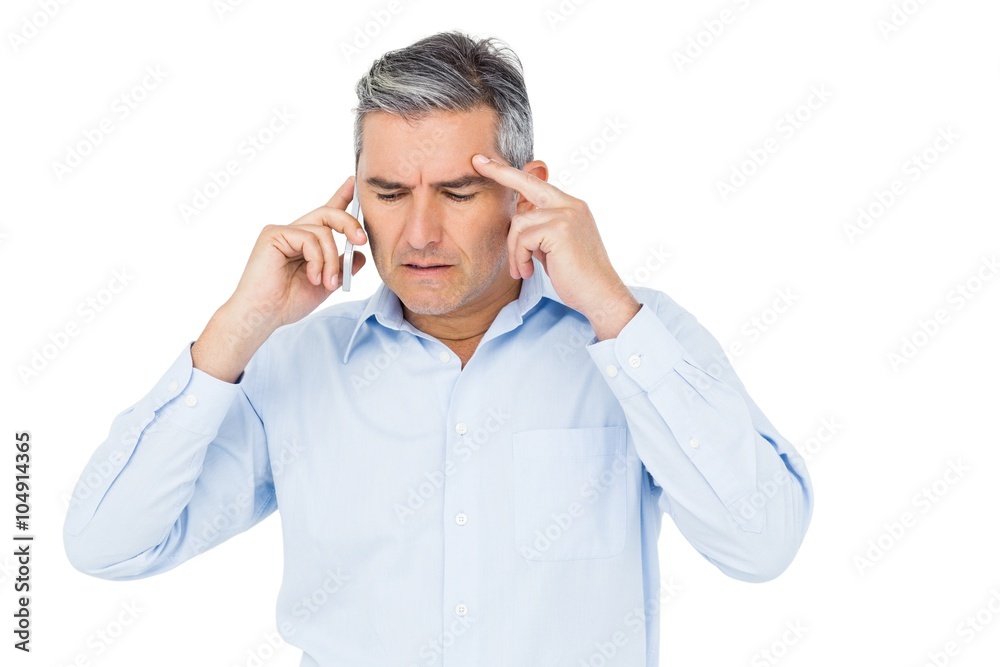 Concerned businessman phone calling Concerned businessman phone calling