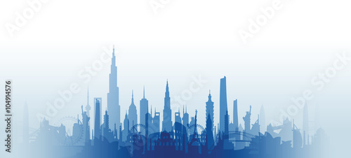 famous landmarks cityscape background