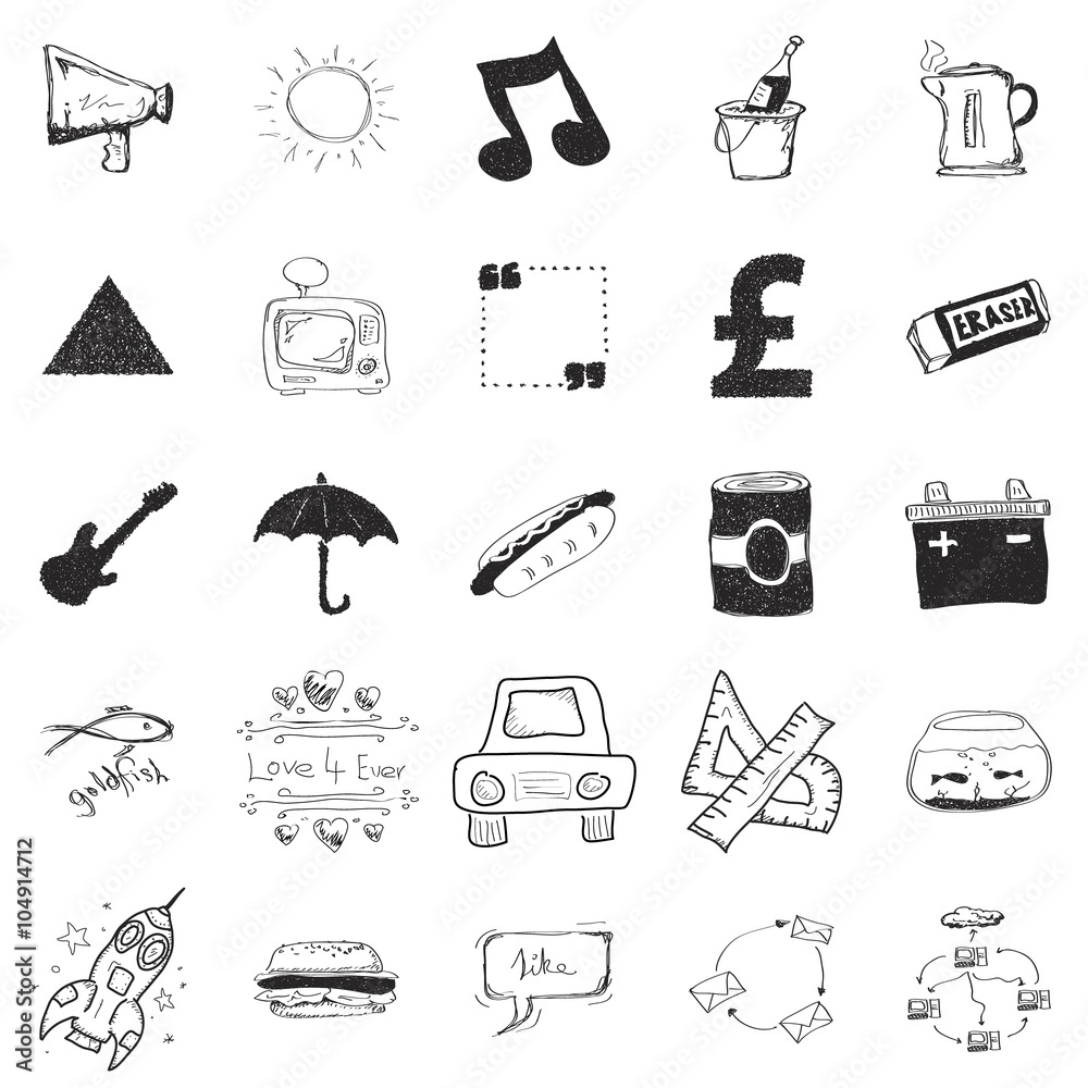 Set of 25 doodle illustrations