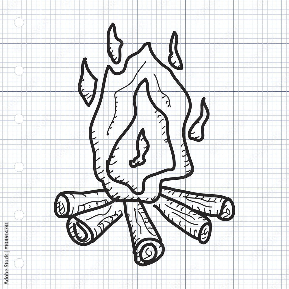 Fototapeta premium Simple doodle of a fire