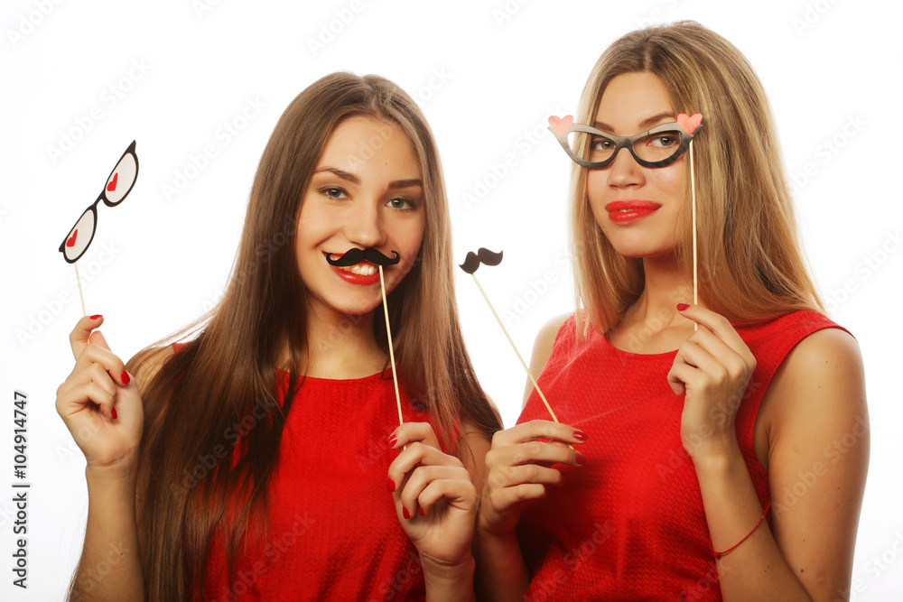 girls best friends wearing red dress ready for party girls best friends wearing red dress ready for party