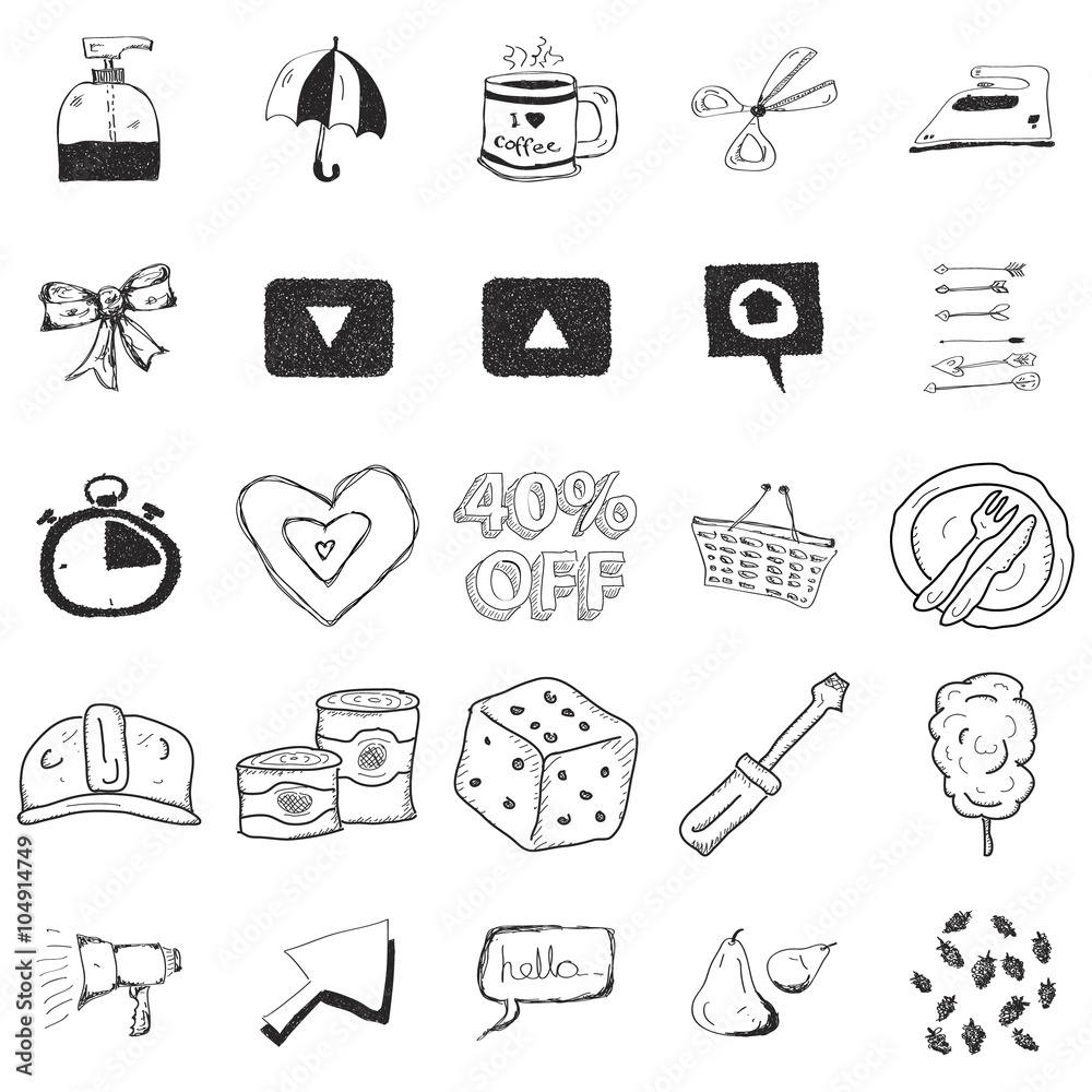 Set of 25 doodle illustrations Set of 25 doodle illustrations