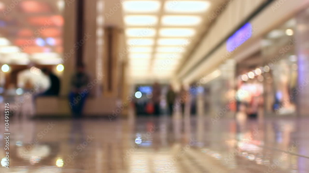 Timelapse People walking in the hypermarket to make a purchase, bottom view, out of focus Timelapse People walking in the hypermarket to make a purchase, bottom view, out of focus