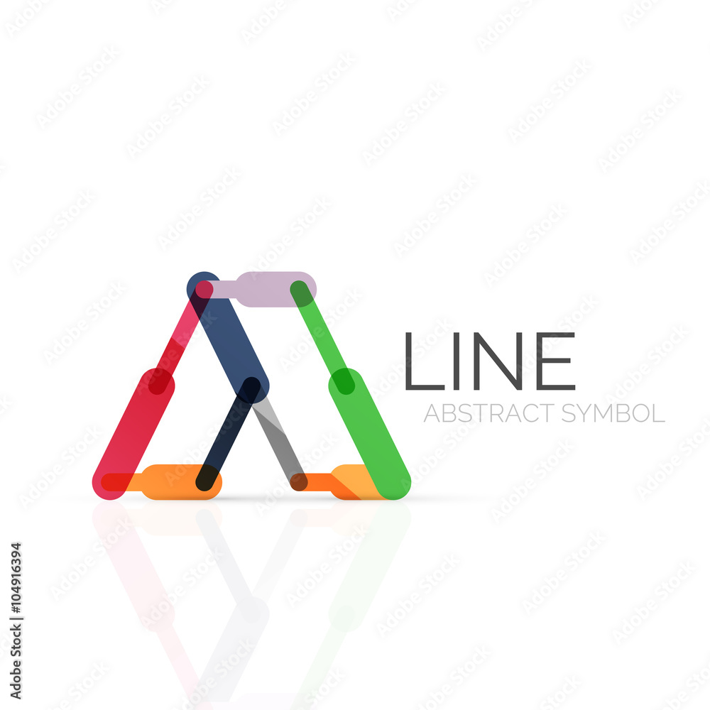 Linear abstract logo, connected multicolored segments of lines geometrical figure Linear abstract logo, connected multicolored segments of lines geometrical figure