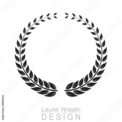 Laurel Wreath Black on White Background
