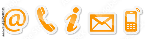 Contact Us – Set of orange sticker icons