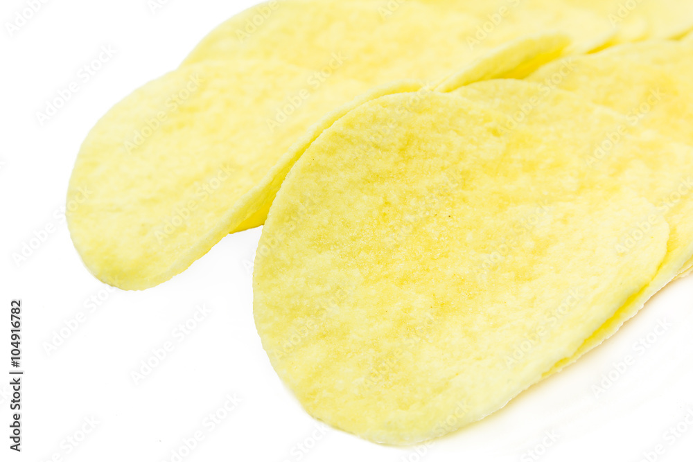 Potato chips on a white background Potato chips on a white background