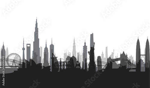 famous landmarks cityscape background