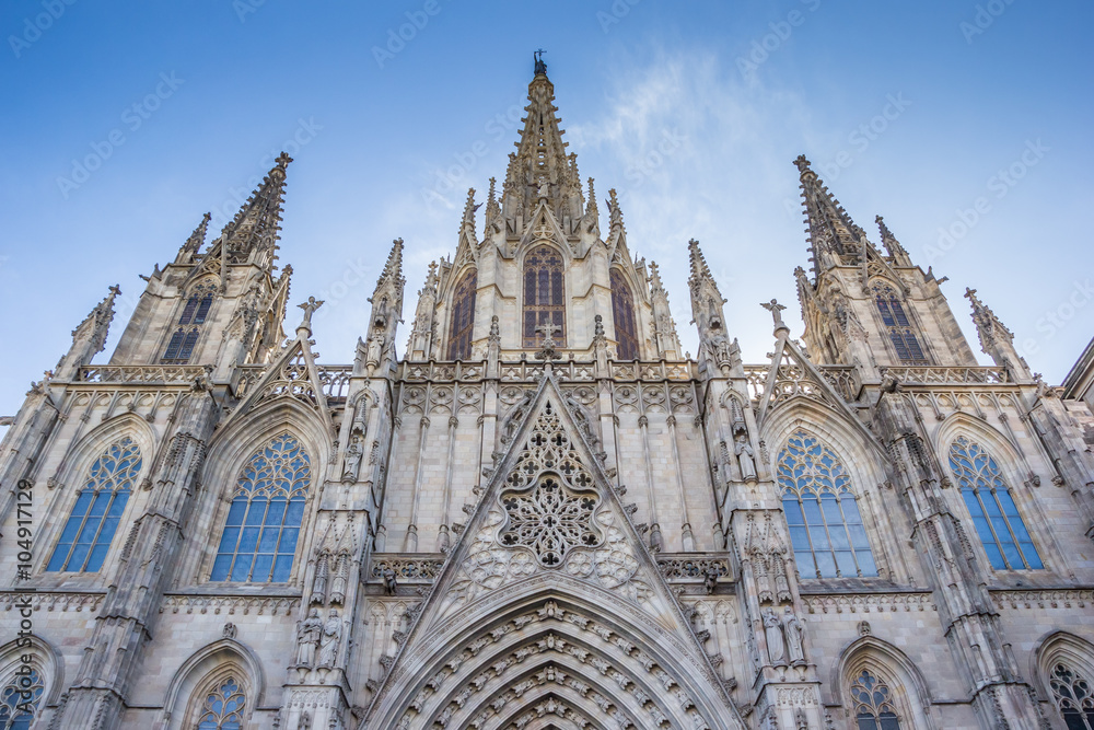 Facade of the cathedral in Barcelona