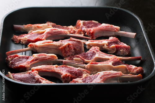 Raw fresh lamb meat with spices