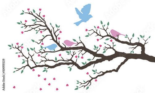 Vogelhochzeit im Frühling (kleine Herzen)