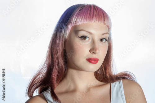 young lady with colorful hair