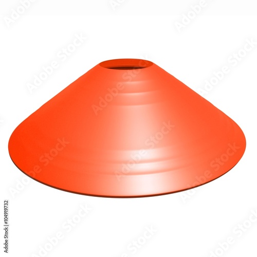 Orange football soccer cone isolated