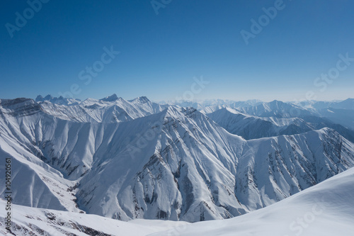 Caucasus Mountains in the snow photo