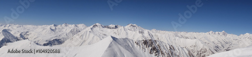 Panorama Caucasus Mountains in the snow