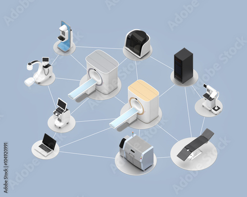 Network of professional medical imaging system concept. Clipping path available. photo