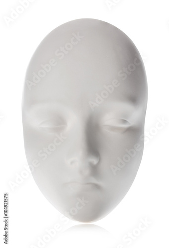 White mask close-up isolated on white background.