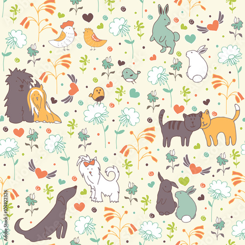 seamless pattern pattern with enamored animals