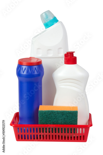 cleaning items isolated on white