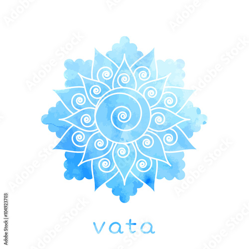 Vata dosha abstract symbol with watercolor texture in vector. Ayurvedic body type