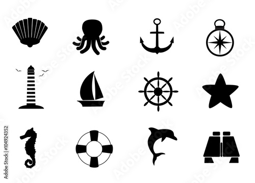 Marine vector icon set.