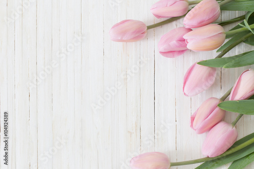 Fototapeta Naklejka Na Ścianę i Meble -  beautiful tulips on wooden background