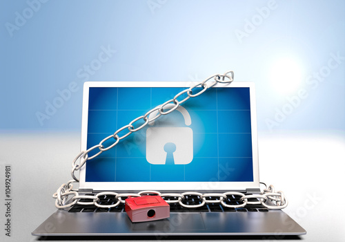 Chain locked Laptop Computer ransomware photo