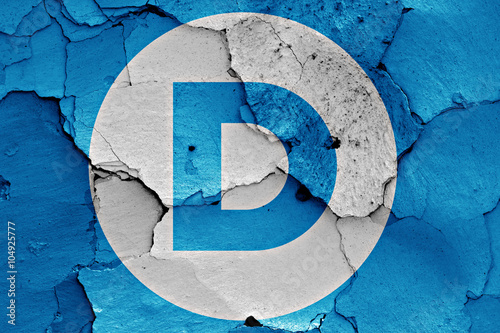 flag of Democrats painted on cracked wall