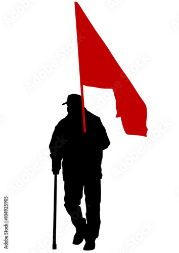 Group of people with flags on white background