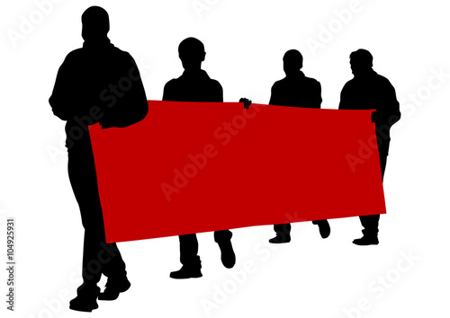 Group of people with flags on white background