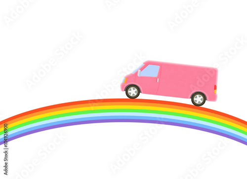 truck and  rainbow 